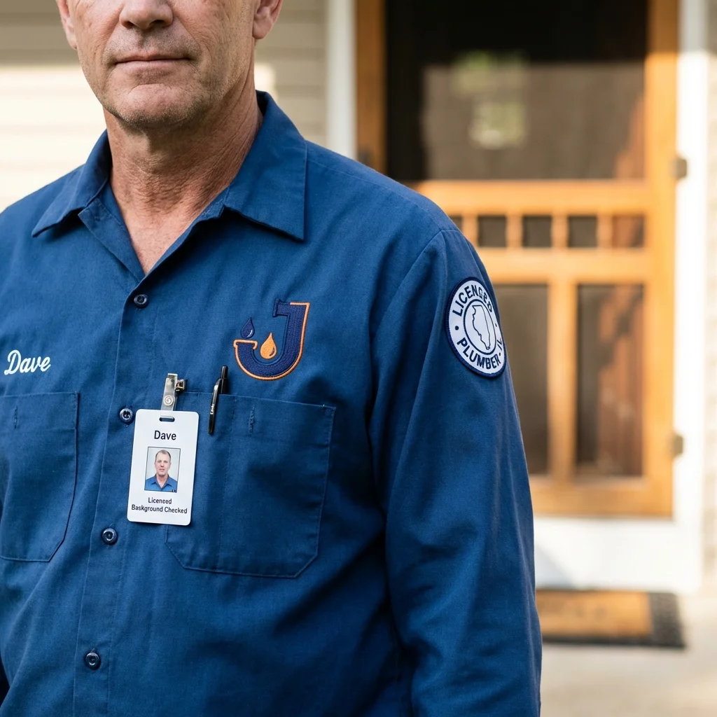 Licensed plumber showing ID badge in Collegeville, PA
