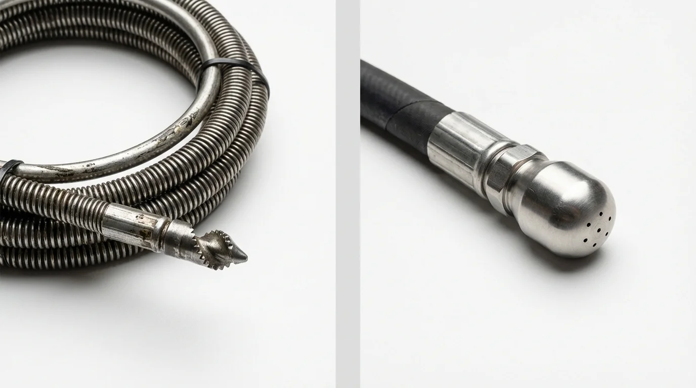 Drain snake cable and hydro jetting nozzle used for drain cleaning in Collegeville, PA