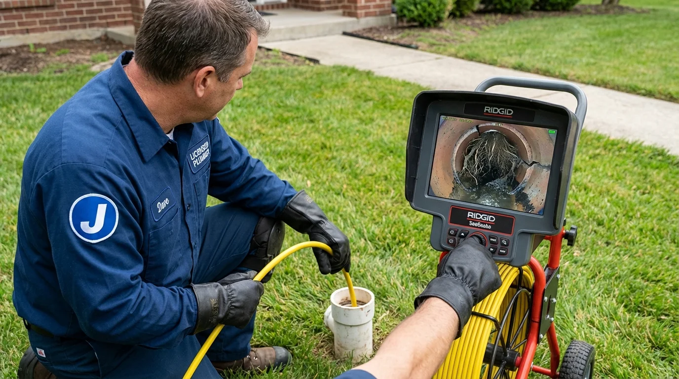 Sewer camera inspection being performed by Johns Plumbing LLC in Collegeville