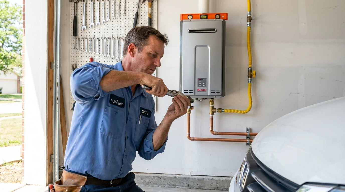 Tankless water heater installation by a Johns Plumbing LLC plumber in Collegeville